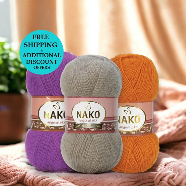NAKO Angora Luks Wool Yarn, Mohair Yarn, Crochet Yarn, Nako Yarn, Knitting Women Shawls, Lace Yarn, Angora Wool, Knitting Yarn, Acrylic Yarn