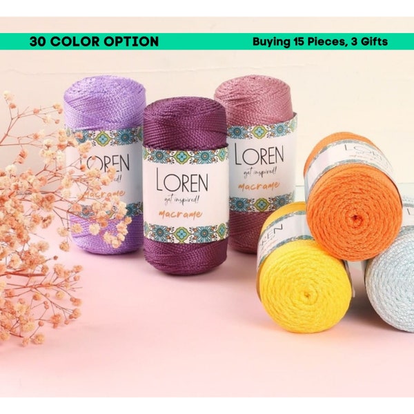 Loren Premium 2mm Polyester Rope, 100% Polypropylene cord, Macrame cord, 2mm Crochet bag cord, Macrame rope, Crochet thread Gift for Knitter
