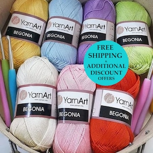 Yarnart Begonia Yarn, Sport Mercerized Cotton Yarn, %100 Mercerized, Cotton Yarn, Crochet Bikini, Knitting Yarn, Amigurumi Yarn, Summer Yarn