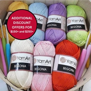 Yarnart Begonia Yarn, Sport Mercerized Cotton Yarn, %100 Mercerized, Cotton Yarn, Crochet Bikini, Knitting Yarn, Amigurumi Yarn, Summer Yarn