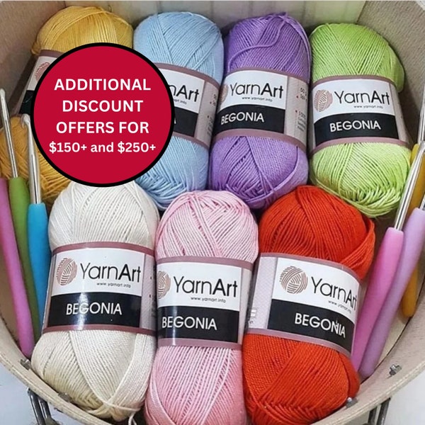 Yarnart Begonia Yarn, Sport Mercerized Cotton Yarn, %100 Mercerized, Cotton Yarn, Crochet Bikini, Knitting Yarn, Amigurumi Yarn, Summer Yarn