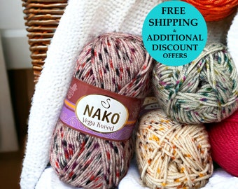 Nako Vega Tweed Yarn, Knitting Winter Yarn, Crochet Acrylic Yarn, Yarn for Knitting Cardigan, Blankets, , Pullover Yarn, Scarf, Hat Yarn