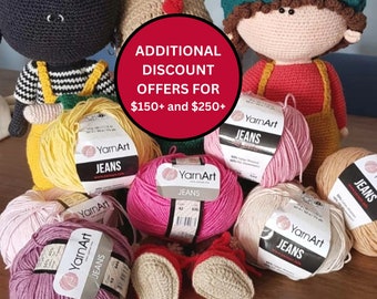 YarnArt Amigurumi Yarn, Soft Cotton Amigurumi Doll Animal Yarns, Cotton Crochet Baby Yarns, Yarn Art Jeans Yarn, 4 ply Sport Cotton Fiber