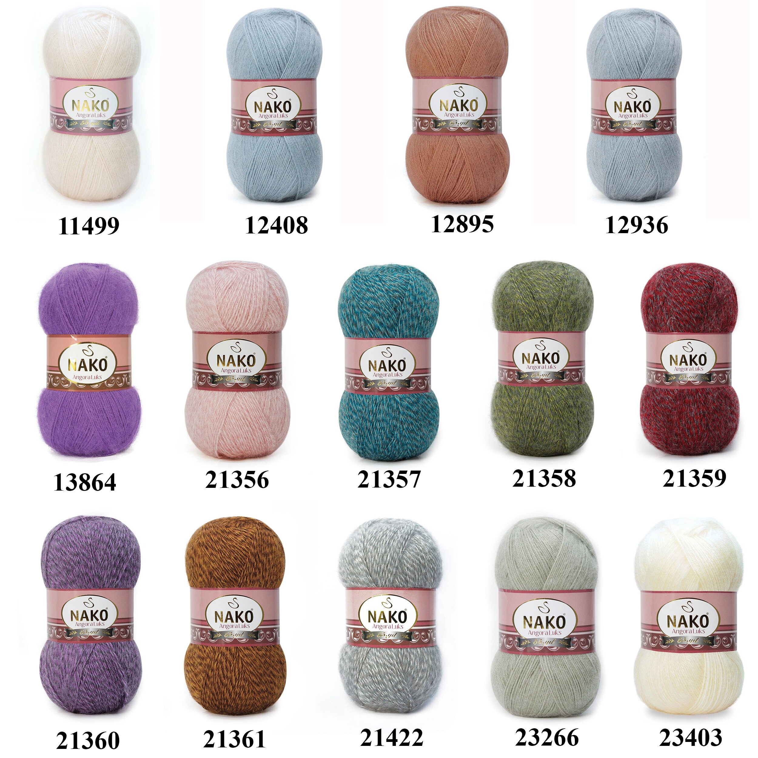 NAKO Angora Luks Wool Yarn, Mohair Yarn, Crochet Yarn, Nako Yarn