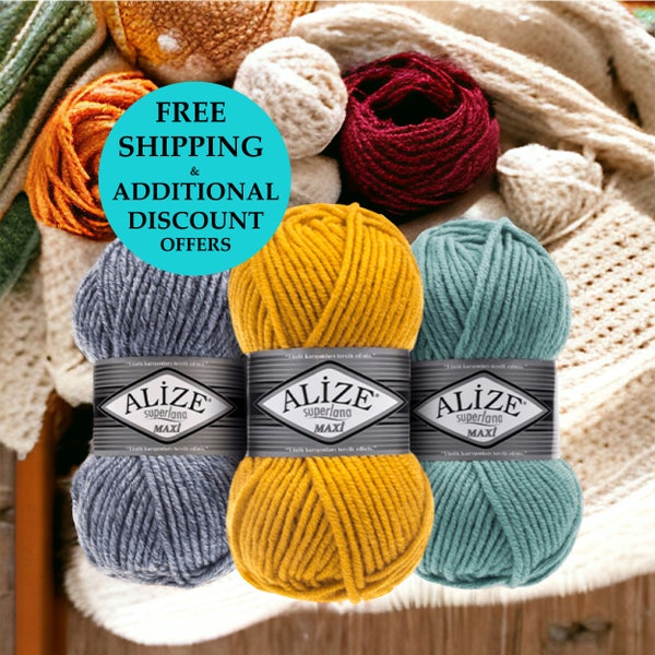 Bulky Wool Yarn, Alize Superlana Maxi, Knittting, Crochet, Wool Yarn, Winter Yarn, Lana Yarn, Crochet Yarn, Hand Knitting, Alize Chunky Yarn