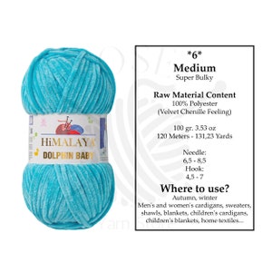 Himalaya Dolphin Baby Yarn, Very Soft Amigurumi Yarn, Bulky Velvet Yarns, Velour Yarn, Teddy Bear Yarn, Super Soft Yarn, Animal Yarn image 2