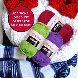 Yarnart Macrame, 100% Polyester Macrame Rope, Crochet Macrame, Macrame Cord, Macrame Bag, Macrame Rug, Craft Cord, 3.17 Oz, 142.17 Yds