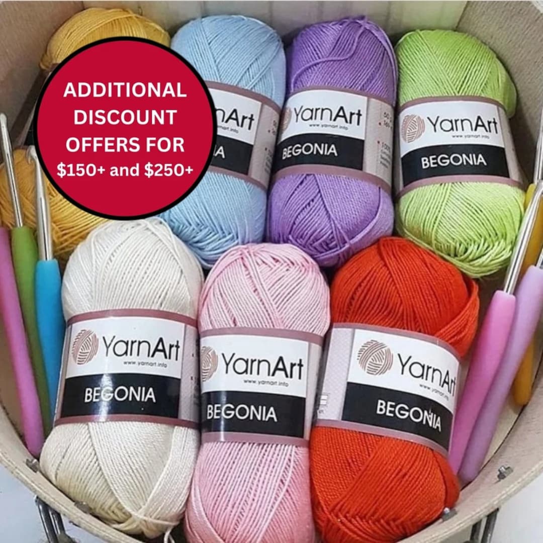Yarn Art Cotton Yarn, Begonia Sport Mercerized Cotton Yarn, %100 ...