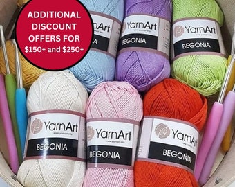 Garnkonst bomullsgarn, Begonia Sport merceriserat bomullsgarn, 100 % merceriserat, virkad bikini, stickgarn, amigurumigarn, sommargarn
