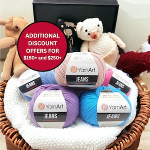 Fils d'animaux pour poupées Amigurumi en coton doux, fils pour bébés au crochet en coton, YarnArt Jeans, fibre de coton Amigurumi sport 4 fils