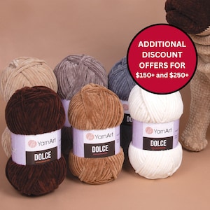 Hilo Dolce Yarn, hilo de tejer a crochet de animales amigurumi muy suave, chenilla suave, gruesa, súper voluminosa, peluches de felpa, hilo de terciopelo.