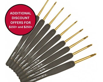 Tulip Crochet Hooks Full Range 0.50mm-2.10mm, Ergonomic Soft Grip