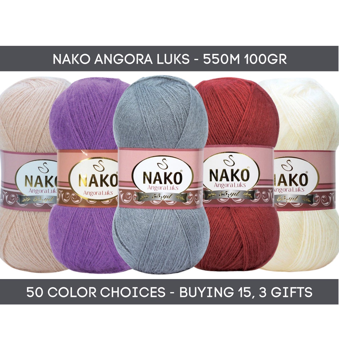 NAKO Angora Luks Wool Yarn, Mohair Yarn, Crochet Yarn, Nako Yarn
