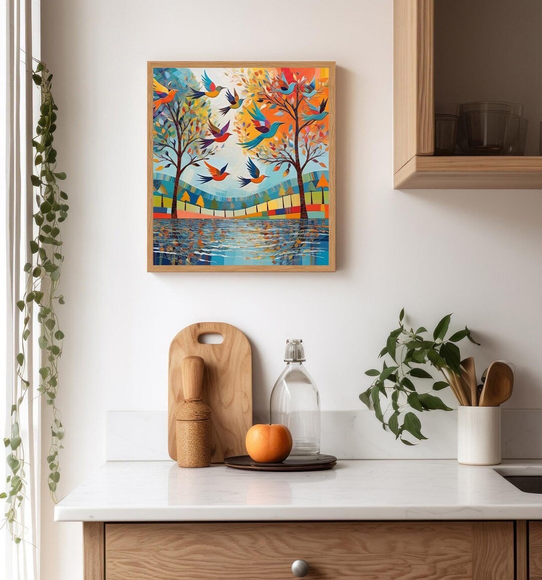 Birds in Flight, Abstract Design, Colourful Print, Artwork, Printable ...