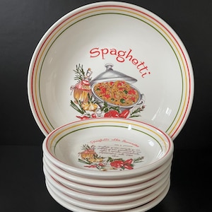 Set Spaghettiteller von Tre Ci / italienische Vintage-Keramik aus den 80er Jahren / Pasta Time