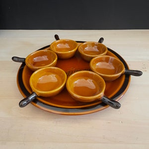 Italian Glazed Earthenware Plate and Matching Bowl Set / Vintage 1980s Ceramic Tableware