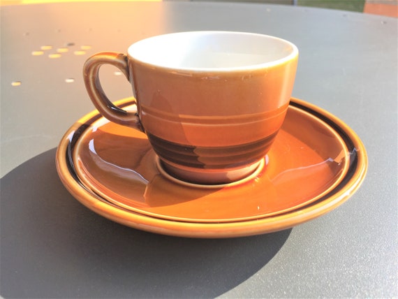 Vintage Espresso cups set of 4 cups and saucers Modern White, Gold, Orange