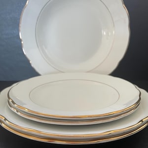 Set of 6 antique Richard Ginori plates - S.C Richard / white and gold porcelain - SC06
