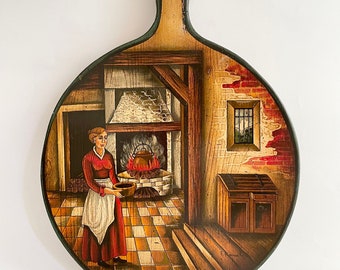 Painting on Wood by R. Simonetto / Painting of a Woman