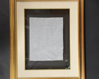 Real handcrafted vintage wooden frame, gilded picture with passepartout and glass - E