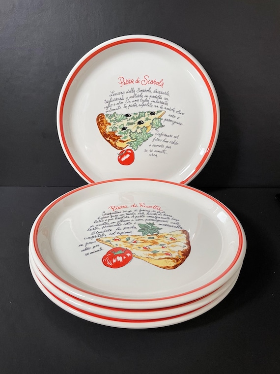 Italienische Keramik-Pizzateller – 4-teiliges Original-Vintage-Design aus Italien, TRE C