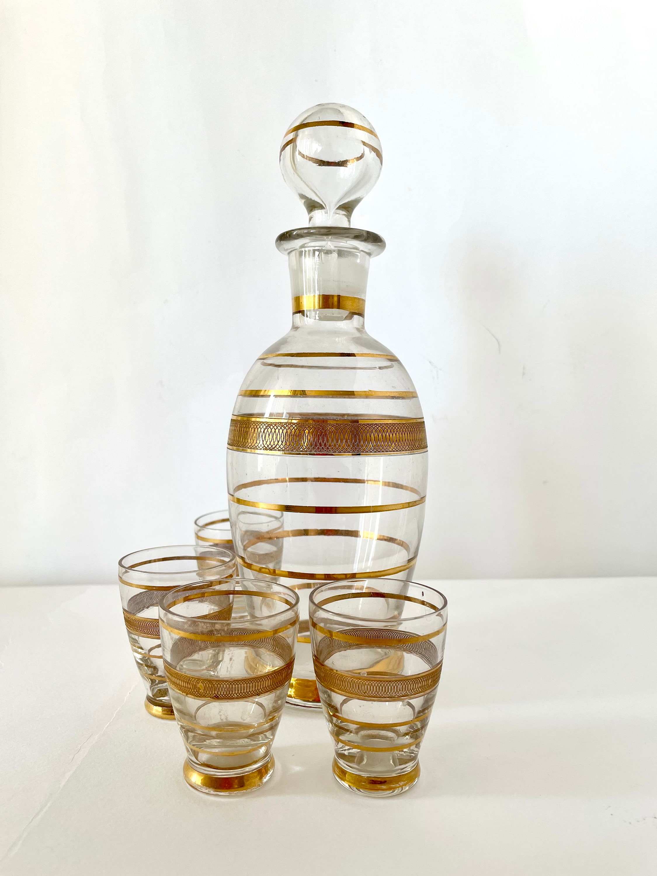 ベネチアガラス 金色装飾 アンティークの吹きガラスグラス（金装飾