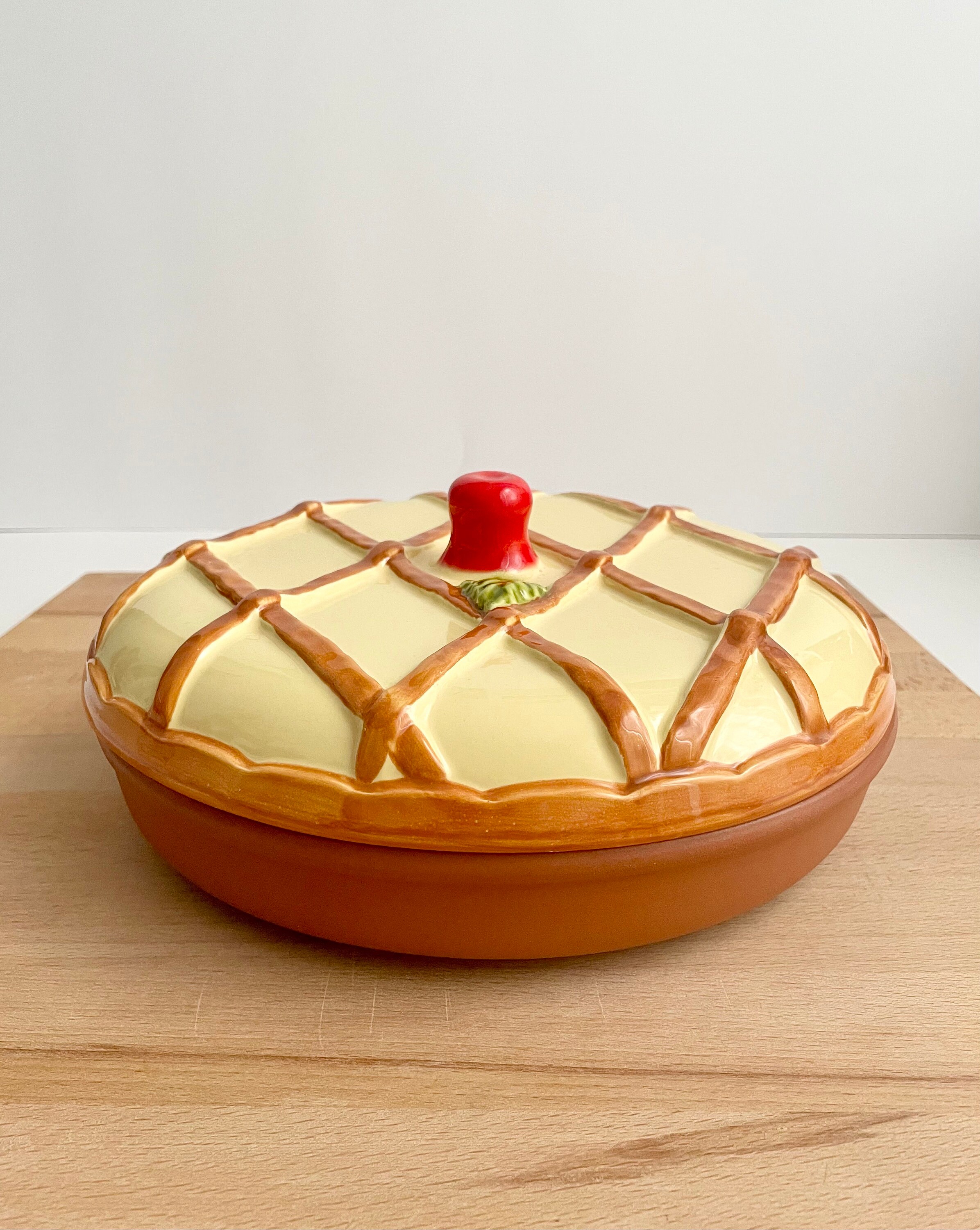 Pirofila In Ceramica Con Motivo Vintage A Farfalle E Manici A Pollo – 22,5×15×6,5 Cm, Blu