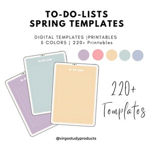To Do Lists - 220+ templates in spring pastel colors | Digital Templates