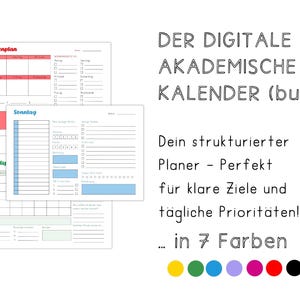 Digital academic calendar in seven colors (not all seven!) | Undated | with hyperlinks | GoodNotes | iPad tablet planner