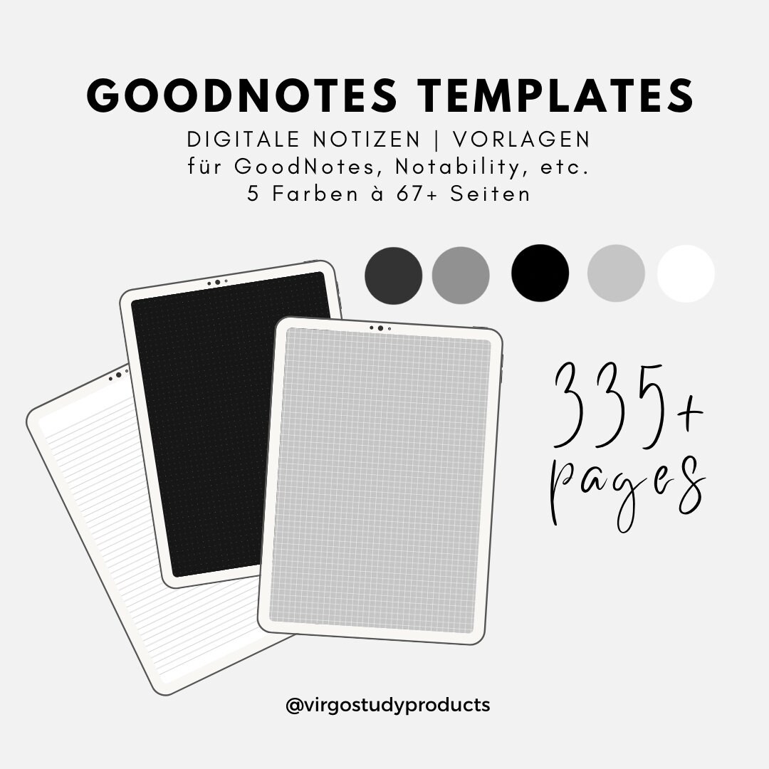 Digital Templates 335+ Templates | Gray | 5 Colors | 150+ Stickers ...