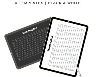 Stundenplan  - Digitale Printables - ästhetisch & minimalistisch - black und white mode