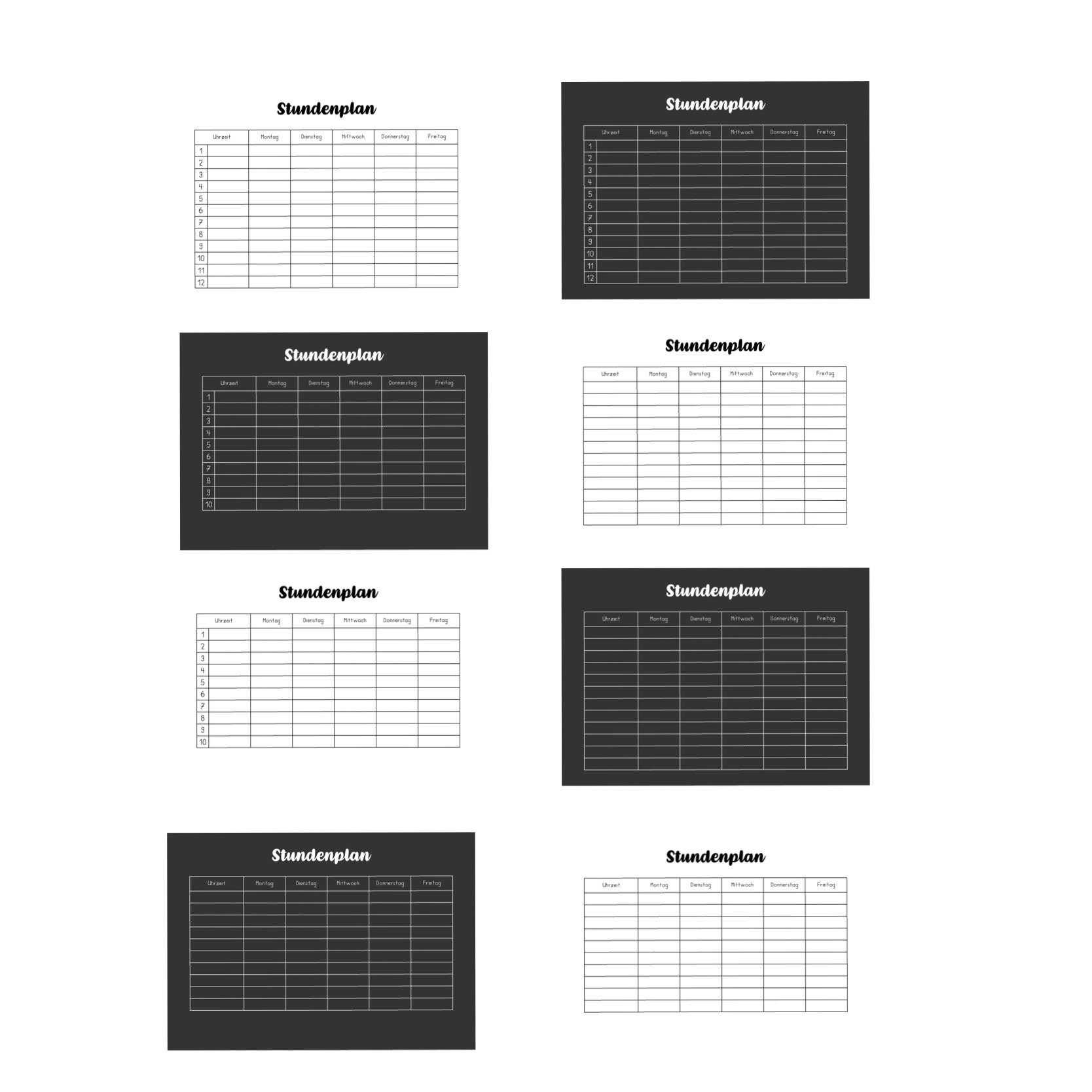 Timetable Digital Printables Aesthetic & Minimalistic Black and White ...