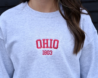 Embroidered Ohio Sweatshirt | Ohio Crewneck | Ohio Sweatshirt | Ohio 1803 | State Sweatshirt | Embroidered Sweatshirt | Ohio | State Apparel