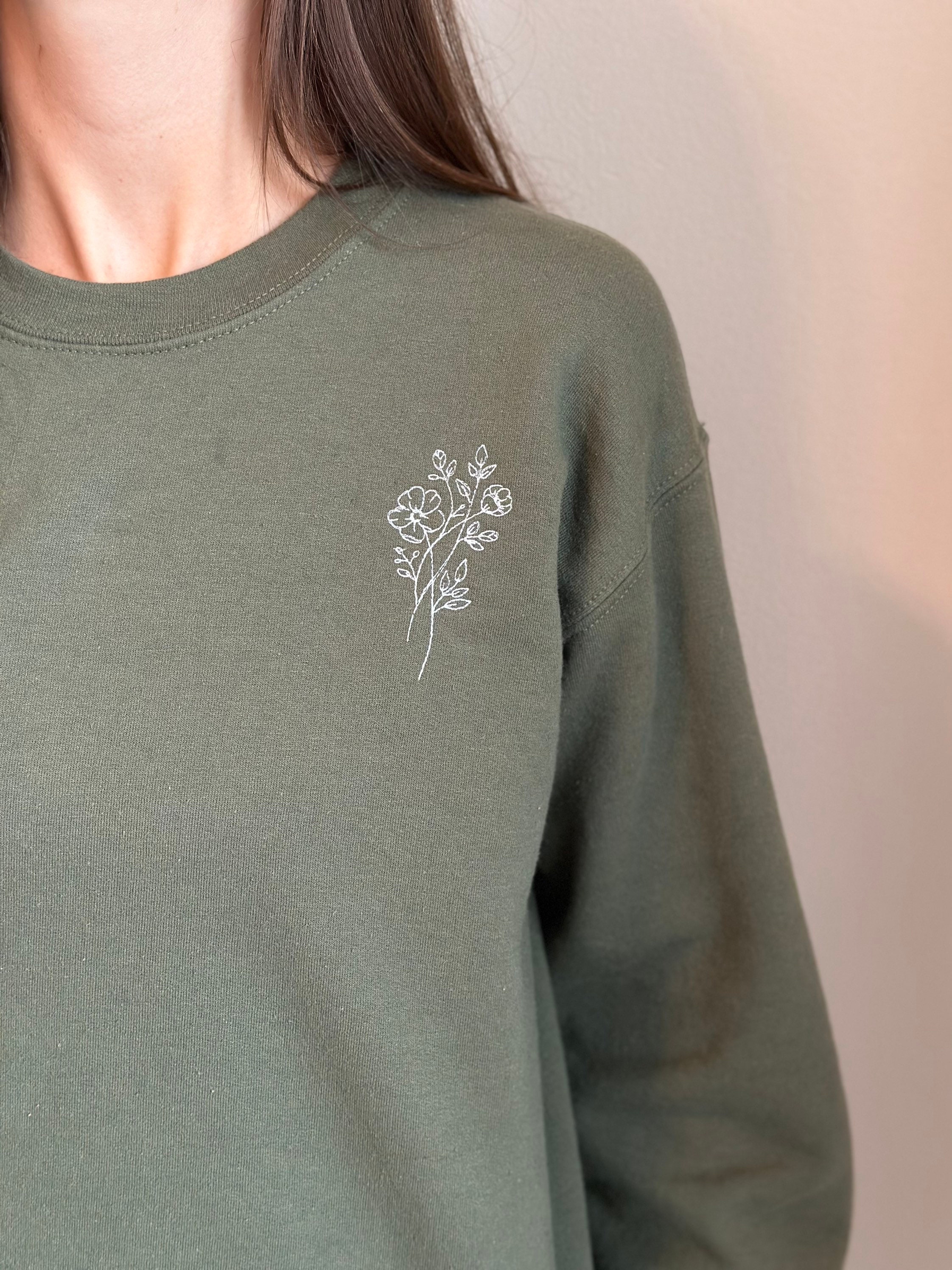 Navy Floral-Detail Sweatshirt