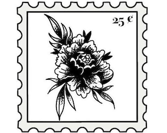 Peony Stamp Sticker