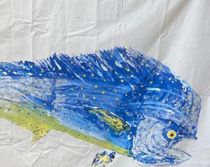 Featured listing image: Blue Green Dolphin Fish Print
