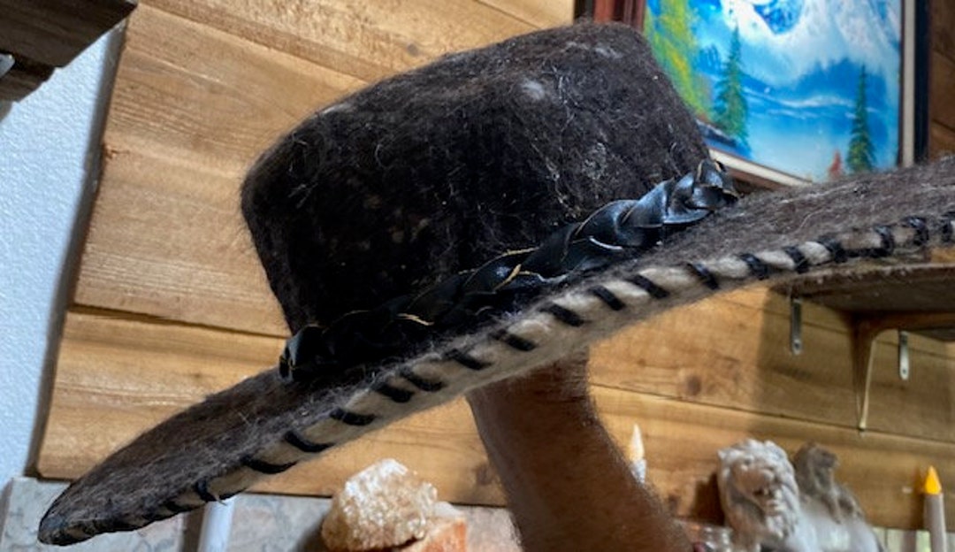 Black Multi-color Wool Hat W/black Braided Band - Etsy display picture 2