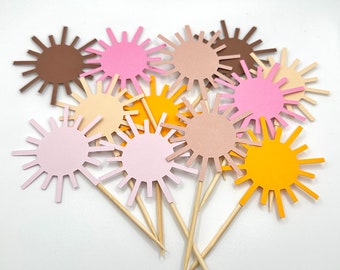 First Trip Around the Sun Boho Cupcake Toppers Sunshine Full Sun Cake Topper 1st Birthday