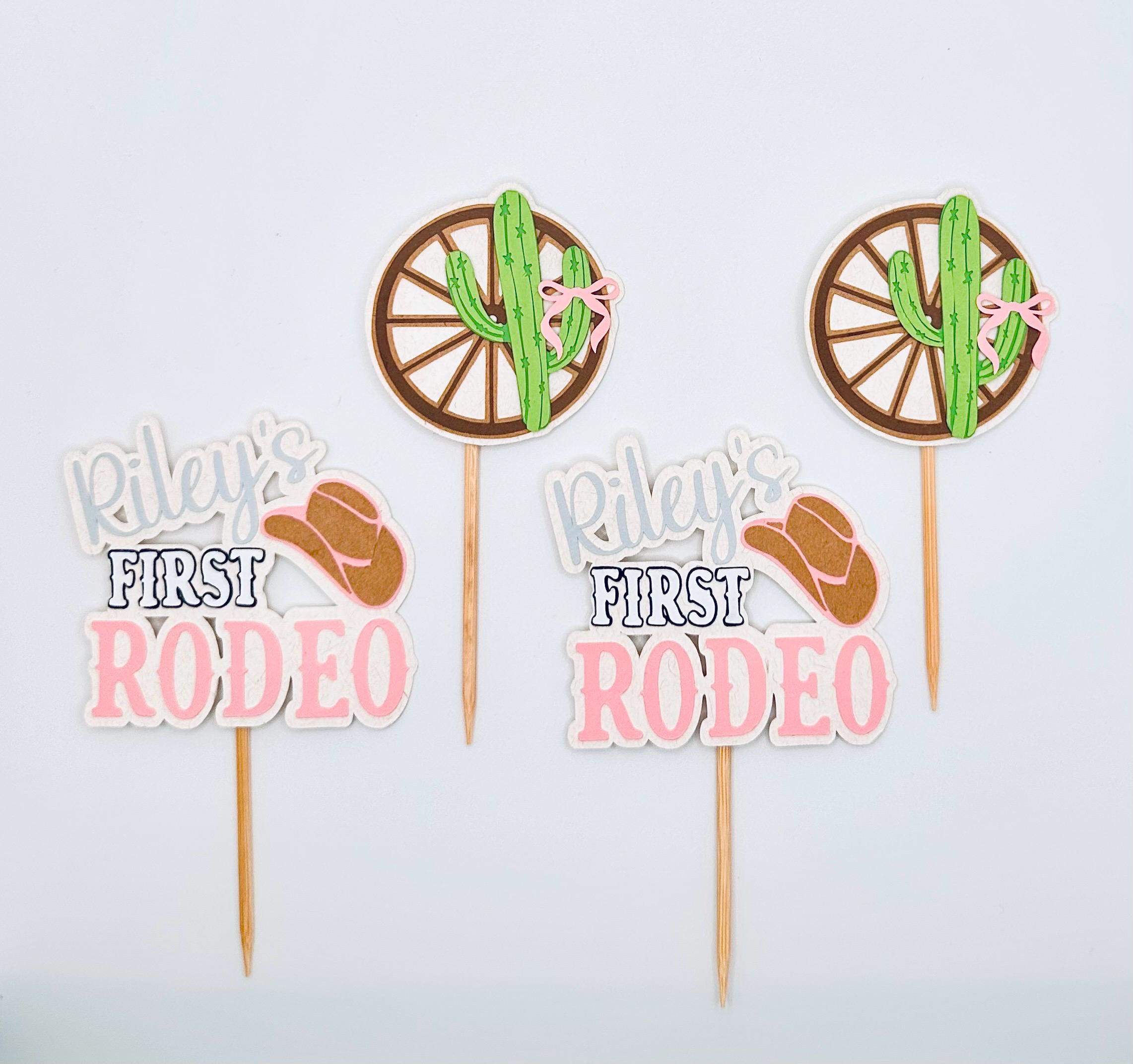 My First Rodeo Cupcake Toppers 1st Birthday Cowgirl Theme Personalized ...