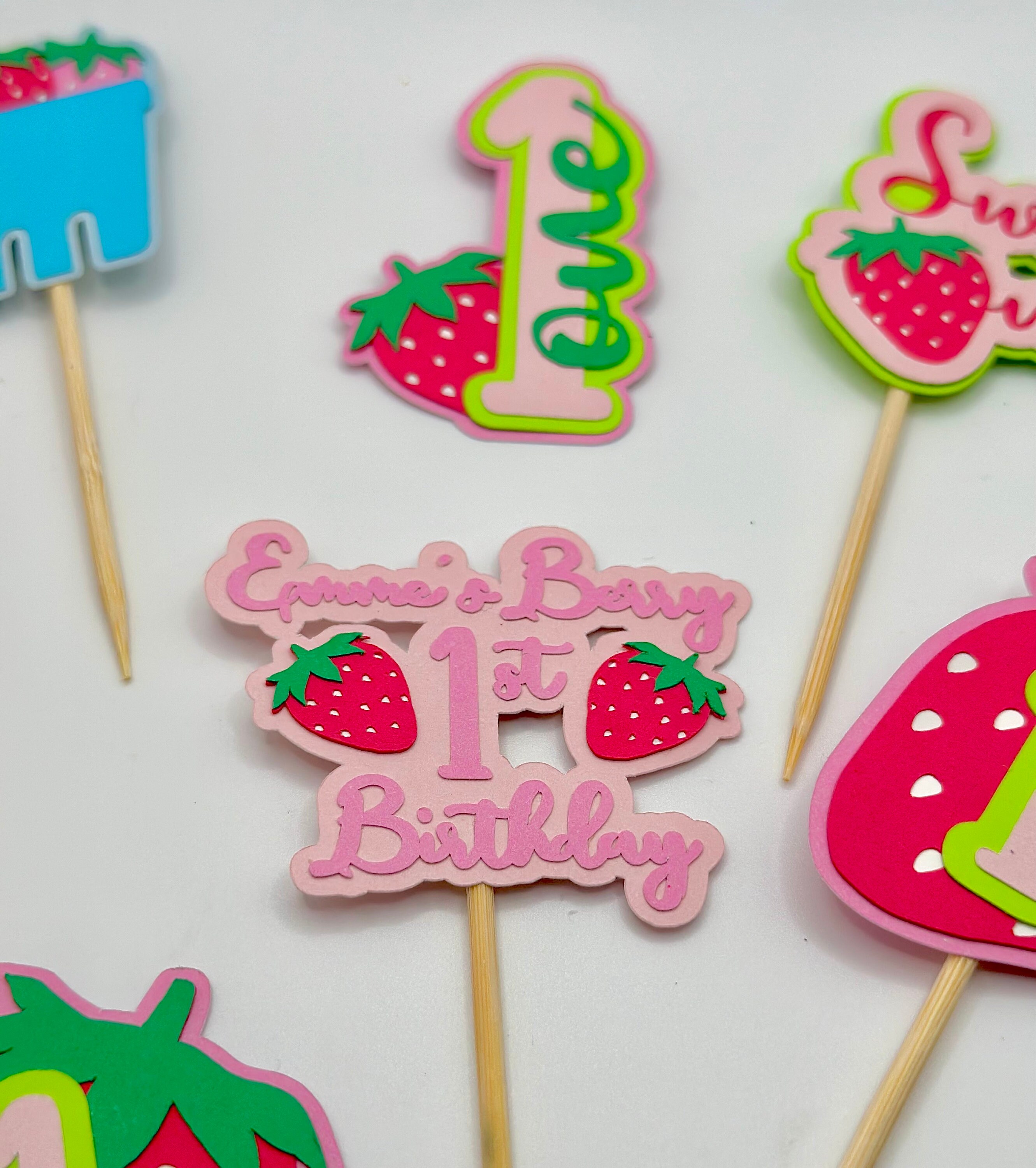 Berry 1st Birthday Cupcake Toppers Strawberry Sweet One Cake Topper ...