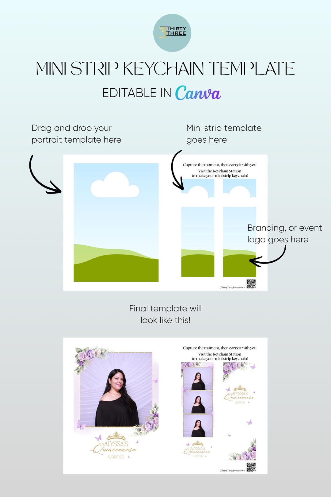 Editable Canva Mini Strip Keychain Template | 6x4 Layout With Portrait ...