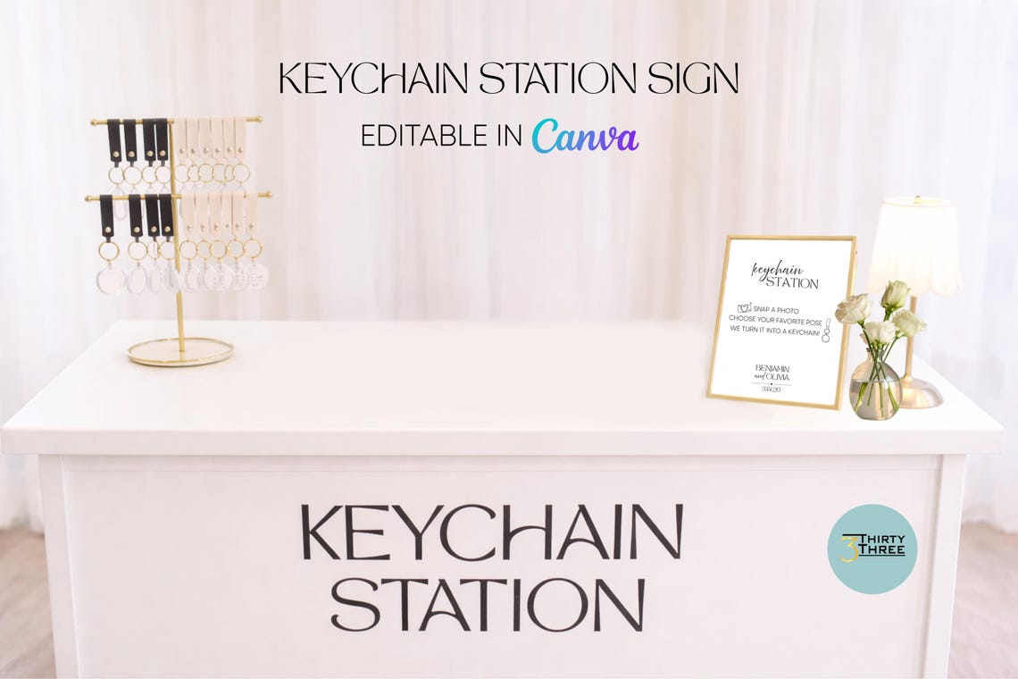 Keychain Design Signage Editable Keychain Station Sign | Photo Keychain Sign | Photo Booth Sign ...