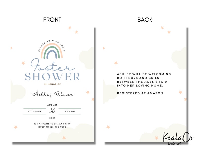 Editable Foster Shower Invite Simple Rainbow Foster Care Etsy