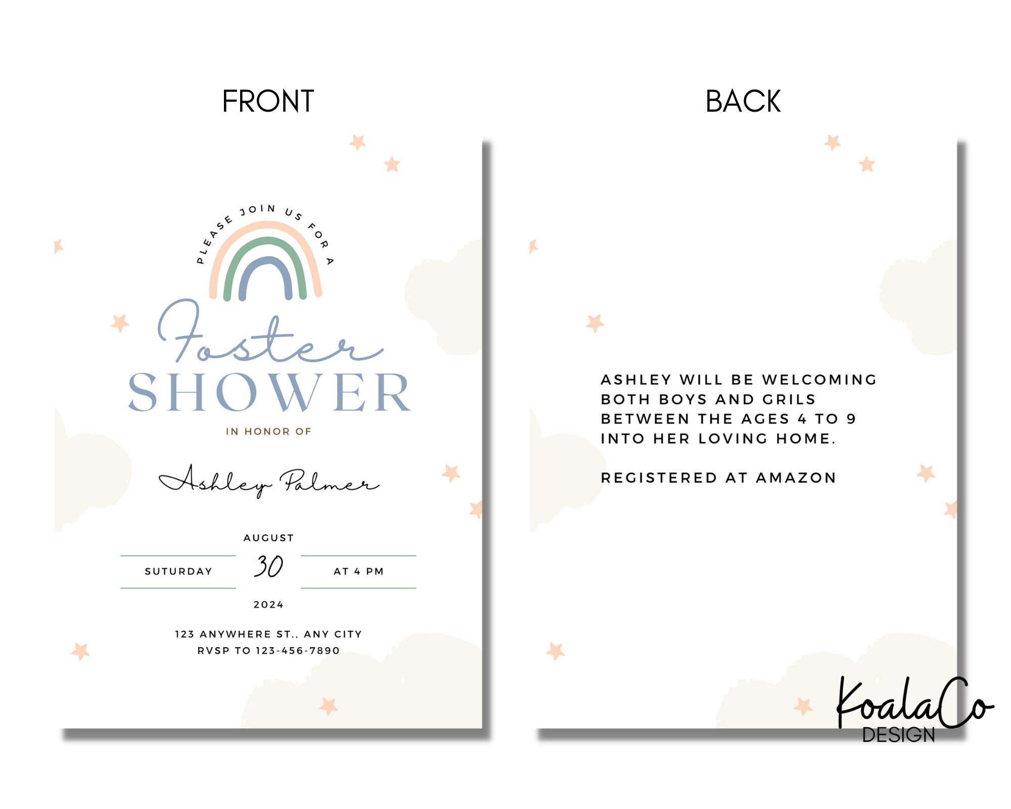 Editable Foster Shower Invite Simple Rainbow Foster Care Etsy