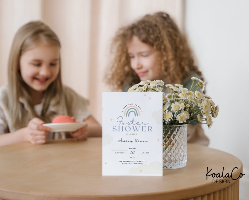 Editable Foster Shower Invite Simple Rainbow Foster Care Etsy