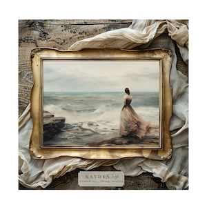 Whispers of Love by the Sea Seascape Home Decor Traditional Styling Vintage Decor, Digital Art Downloadable Print Romantic Art Home Decor