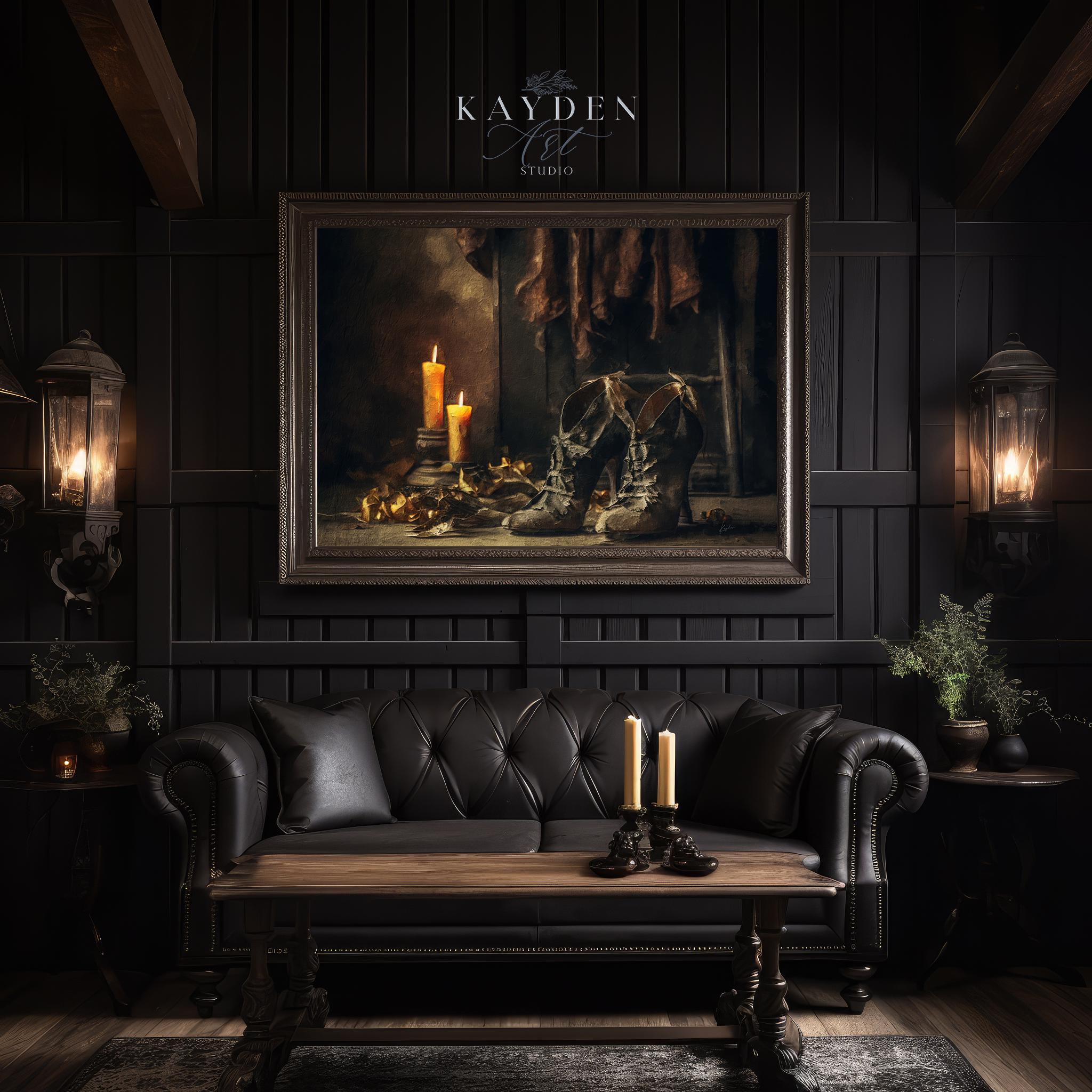 Betoverende schaduwen heksen schoenen kunst print Halloween Witchy gotische  esthetische muur kunst originele donkere humeurige olie-stijl artwork  vintage decor - Etsy België, image size:2048x2048