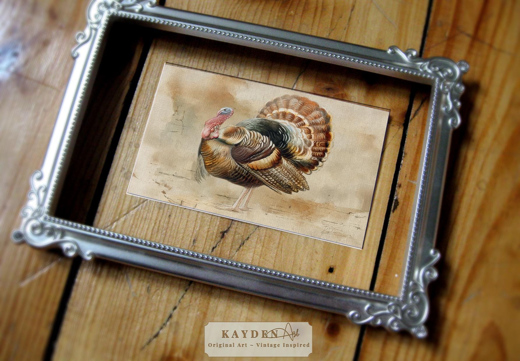 Vintage Wild Turkey Watercolor Painting Original Art Print Home Decor ...