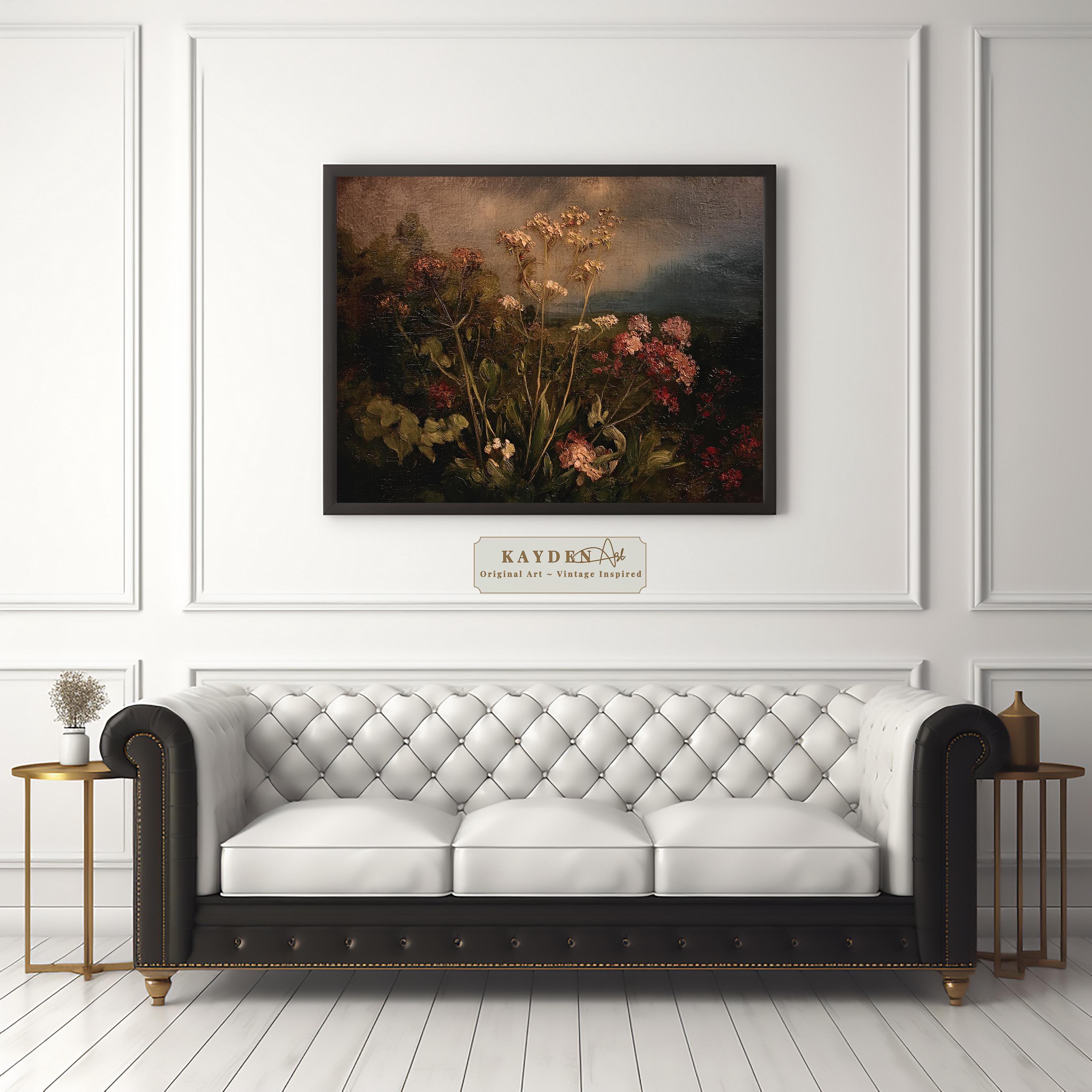 Countryside Wildflowers Dark Moody Vintage Cottagecore Landscape Pink Photo Inspiration