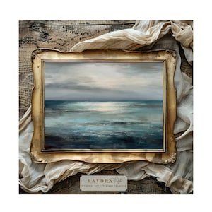 Moody Sea, Blue/Green Abstract Seascape Digital Download Artwork, Art Print, contemporary, Moody, Ocean, Wall Art, Home Decor, Scenery